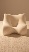 Beige Form Memoria Kissen mit Kopfmulde auf optimale Konform